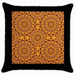 Golden Mandalas Pattern Throw Pillow Case (black) by linceazul