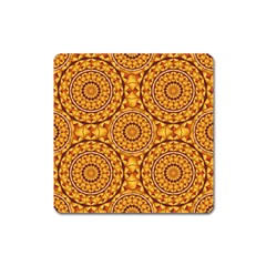 Golden Mandalas Pattern Square Magnet by linceazul