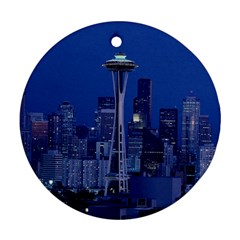 Space Needle Seattle Washington Round Ornament (two Sides) by Nexatart