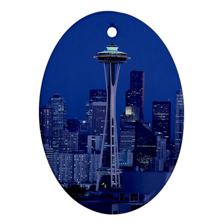 Space Needle Seattle Washington Oval Ornament (Two Sides)