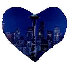 Space Needle Seattle Washington Large 19  Premium Flano Heart Shape Cushions by Nexatart