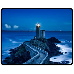 Plouzane France Lighthouse Landmark Fleece Blanket (medium)  by Nexatart