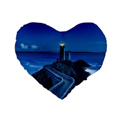 Plouzane France Lighthouse Landmark Standard 16  Premium Flano Heart Shape Cushions by Nexatart