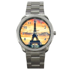 Eiffel Tower Paris France Landmark Sport Metal Watch by Nexatart