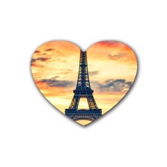 Eiffel Tower Paris France Landmark Heart Coaster (4 Pack)  by Nexatart