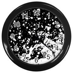 Black And White Splash Texture Wall Clocks (black) by dflcprints