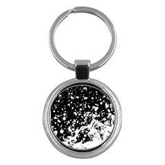 Black And White Splash Texture Key Chains (round)  by dflcprints