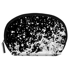 Black And White Splash Texture Accessory Pouches (large)  by dflcprints