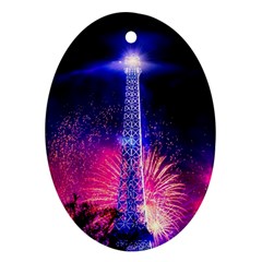 Paris France Eiffel Tower Landmark Oval Ornament (two Sides) by Nexatart