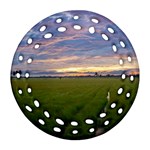 Landscape Sunset Sky Sun Alpha Round Filigree Ornament (Two Sides) Back