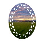 Landscape Sunset Sky Sun Alpha Oval Filigree Ornament (Two Sides) Back