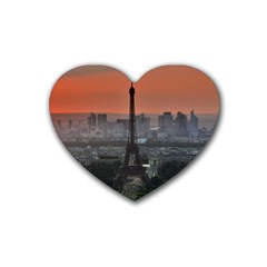 Paris France French Eiffel Tower Heart Coaster (4 Pack)  by Nexatart