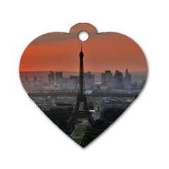 Paris France French Eiffel Tower Dog Tag Heart (two Sides)