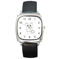 Cute Mouse Square Metal Watch by Valentinaart