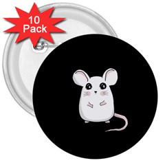 Cute Mouse 3  Buttons (10 Pack)  by Valentinaart