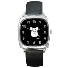 Cute Mouse Square Metal Watch by Valentinaart