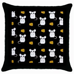 Cute Mouse Pattern Throw Pillow Case (black) by Valentinaart