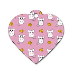 Cute Mouse Pattern Dog Tag Heart (two Sides) by Valentinaart