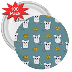 Cute Mouse Pattern 3  Buttons (100 Pack)  by Valentinaart