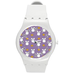 Cute Mouse Pattern Round Plastic Sport Watch (m) by Valentinaart