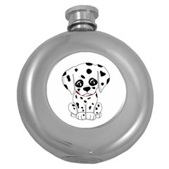 Cute Dalmatian Puppy  Round Hip Flask (5 Oz) by Valentinaart