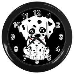 Cute Dalmatian Puppy  Wall Clocks (black) by Valentinaart