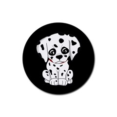 Cute Dalmatian Puppy  Rubber Coaster (round)  by Valentinaart