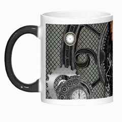 Steampunk, Steampunk Lady, Clocks And Gears In Silver Morph Mugs by FantasyWorld7