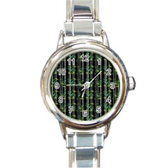 Bamboo Pattern Round Italian Charm Watch