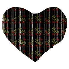 Bamboo Pattern Large 19  Premium Heart Shape Cushions
