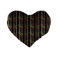 Bamboo Pattern Standard 16  Premium Flano Heart Shape Cushions by ValentinaDesign