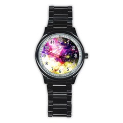 Space Colors Stainless Steel Round Watch by ValentinaDesign