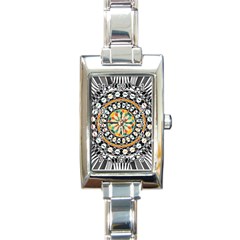 High Contrast Mandala Rectangle Italian Charm Watch by linceazul