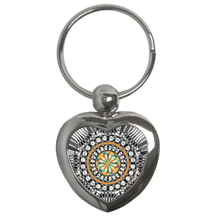 High Contrast Mandala Key Chains (Heart) 