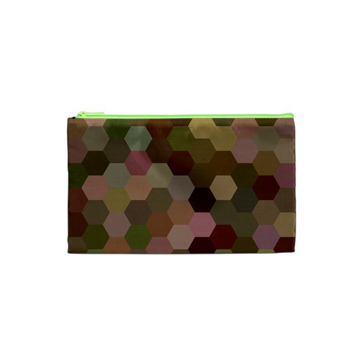 Brown Background Layout Polygon Cosmetic Bag (XS)