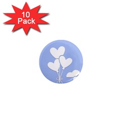 Clouds Sky Air Balloons Heart Blue 1  Mini Magnet (10 Pack)  by Nexatart