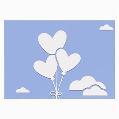 Clouds Sky Air Balloons Heart Blue Large Glasses Cloth (2-side)