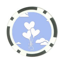 Clouds Sky Air Balloons Heart Blue Poker Chip Card Guard by Nexatart
