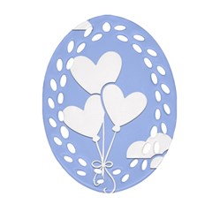 Clouds Sky Air Balloons Heart Blue Oval Filigree Ornament (two Sides) by Nexatart