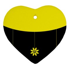 Flower Land Yellow Black Design Ornament (heart)