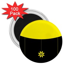 Flower Land Yellow Black Design 2 25  Magnets (100 Pack)  by Nexatart