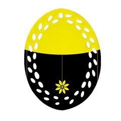 Flower Land Yellow Black Design Oval Filigree Ornament (two Sides)