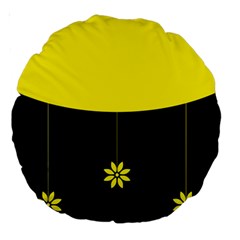 Flower Land Yellow Black Design Large 18  Premium Round Cushions by Nexatart