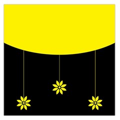 Flower Land Yellow Black Design Large Satin Scarf (square) by Nexatart