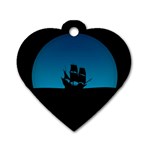 Ship Night Sailing Water Sea Sky Dog Tag Heart (Two Sides) Front