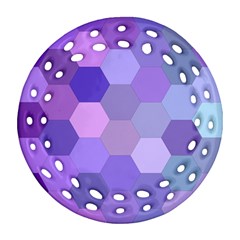 Purple Hexagon Background Cell Round Filigree Ornament (two Sides)
