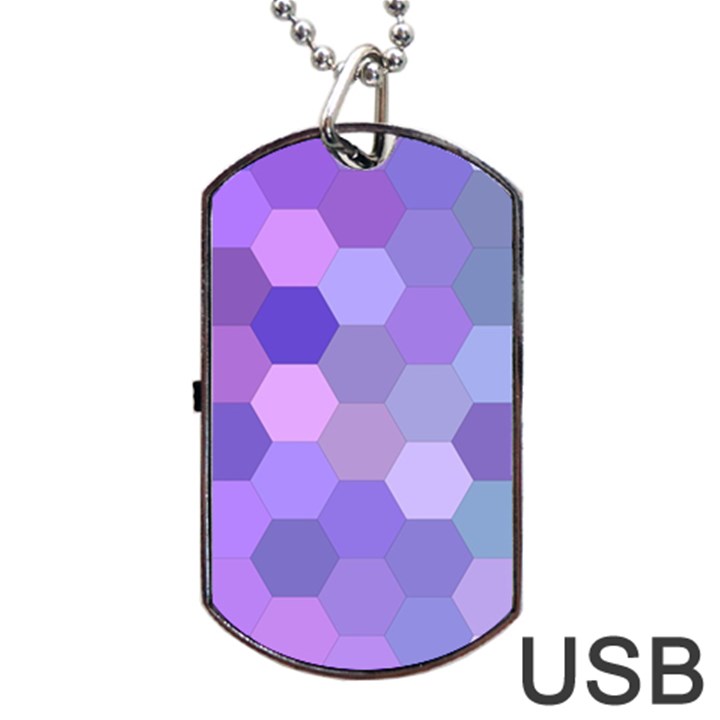 Purple Hexagon Background Cell Dog Tag USB Flash (Two Sides)