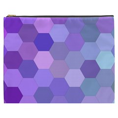Purple Hexagon Background Cell Cosmetic Bag (xxxl)  by Nexatart