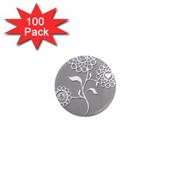 Flower Heart Plant Symbol Love 1  Mini Magnets (100 Pack) 