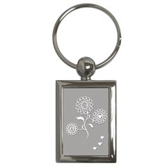 Flower Heart Plant Symbol Love Key Chains (rectangle) 